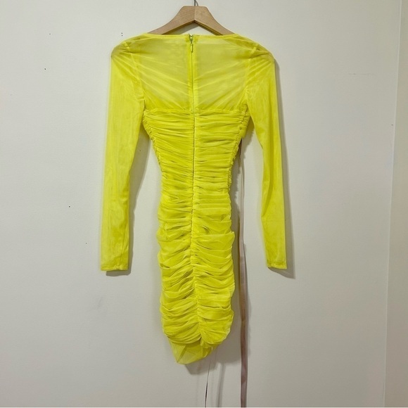 House of CB Valentina Ruched Long Sleeve Dress in Yellow sz XS‎ - Picture 4 of 5